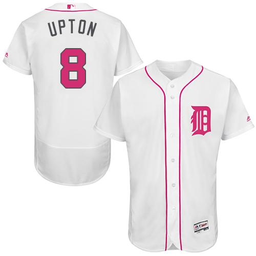 Tigers #8 Justin Upton White Flexbase Authentic Collection Mother's Day Stitched MLB Jersey